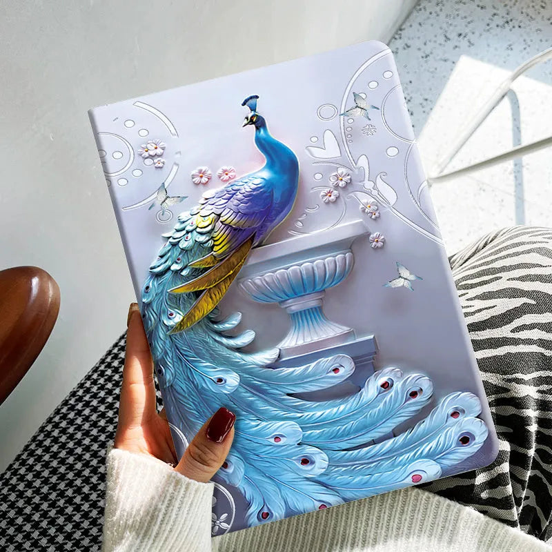 Cartoon-style leather TPU protection case for an iPad tablet showing Elk design.