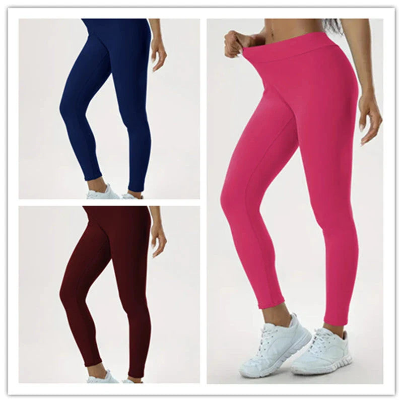 Women's high-waist yoga pants made of premium polyester fabric with a slimming, flattering design