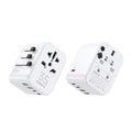 White universal travel charger adapter with Type-C PD, 12W and 35W models for US UK EU sockets