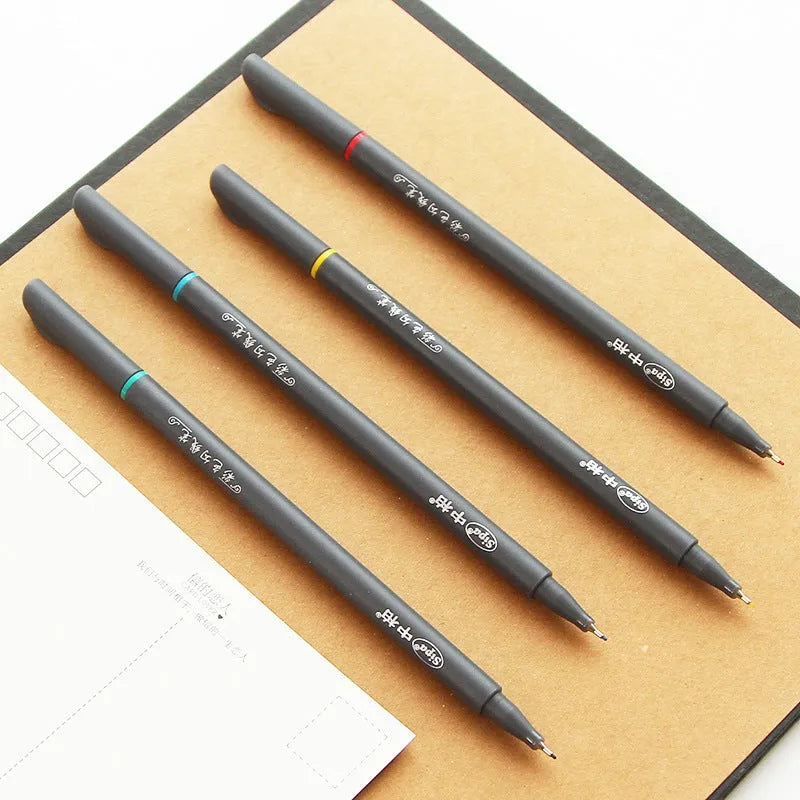 Ten hook line drawing pens with 0.38mm fine point tips and syringe-style barrels for technical drafting