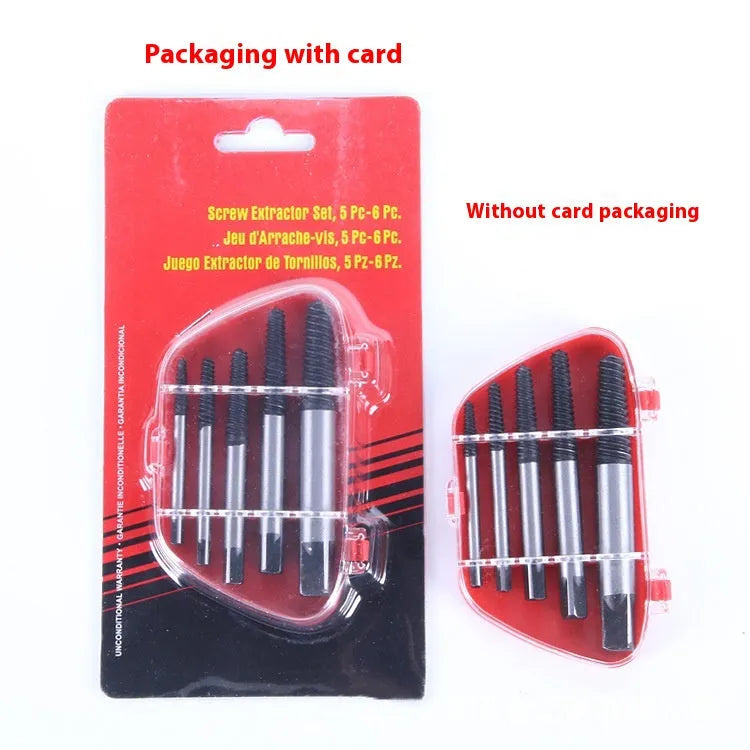6 piece broken wire extractor set black metal plastic nail puller tools on white background