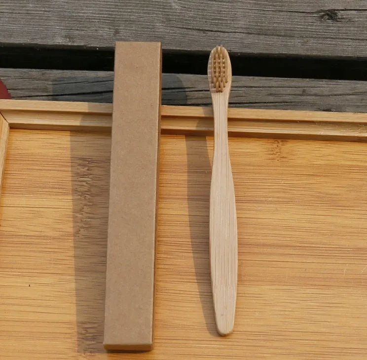 Eco friendly bamboo soft fibre toothbrush with biodegradable handle and soft bristles