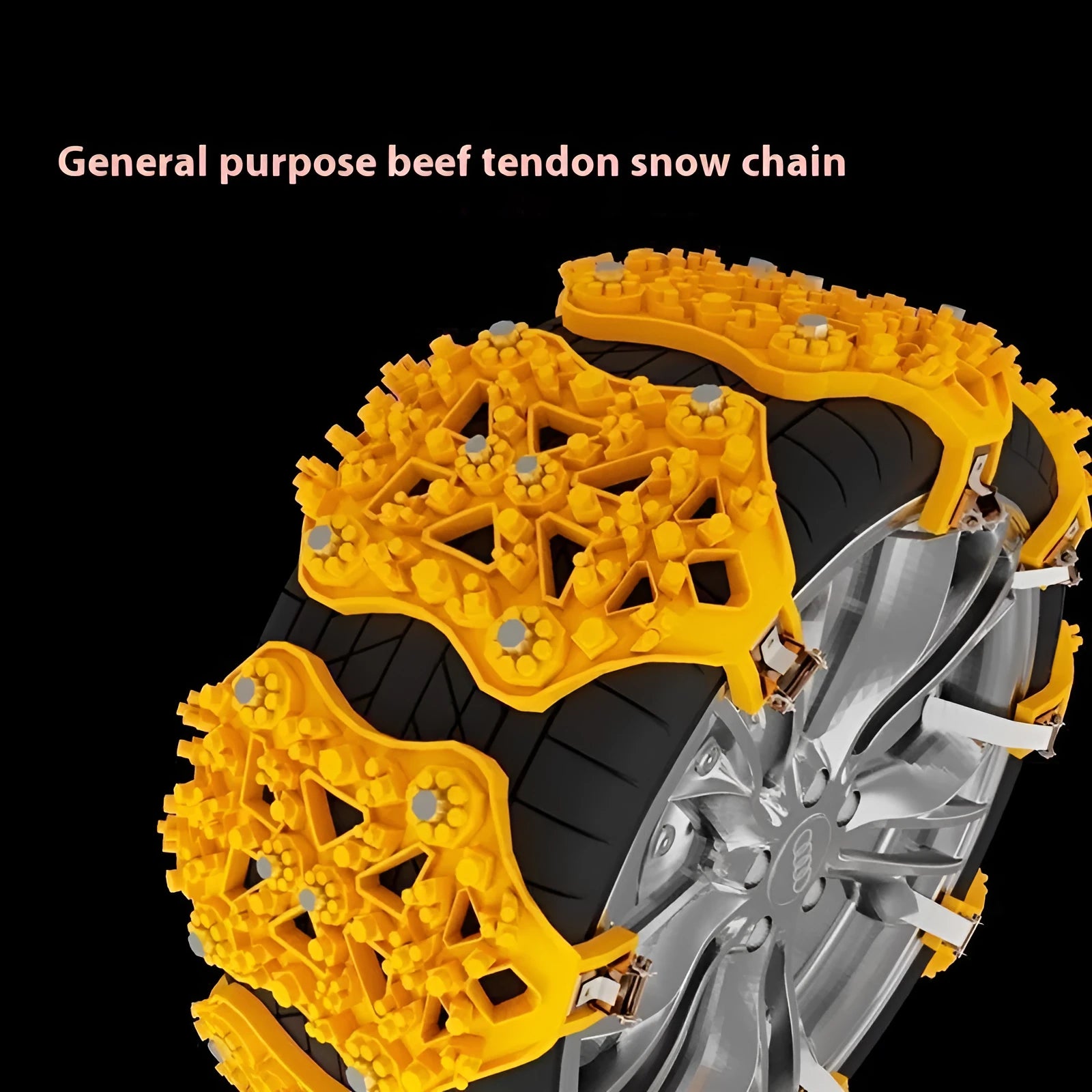 Set of rubber anti-skid tyre chains for winter use on car or SUV tyres 165-255mm