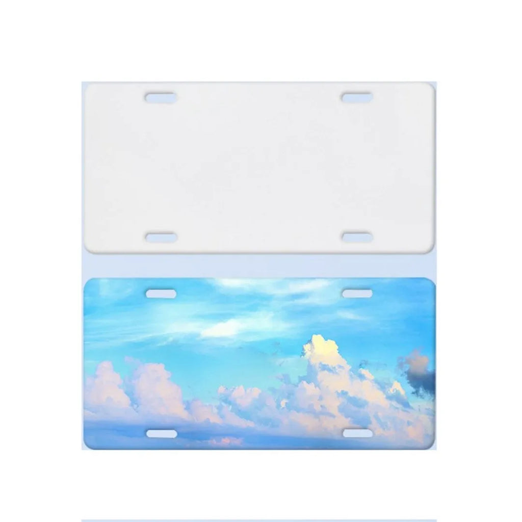 White aluminium licence plate blank sheet measuring 30.3 by 15 centimetres