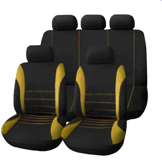 9-piece car seat cover set in grey, universal fit for most cars, bird's eye cloth fabric