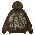 Loose-fitting couples oversize hoodie in brown and pink, round neck, long sleeves, sizes S to XXL, 90% polyester.