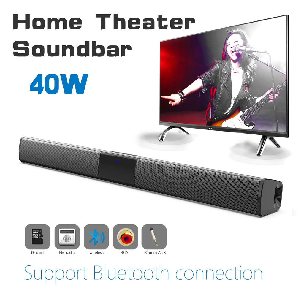 Black Bluetooth home theatre speaker with 550mm BS28B or 330mm BS28A unit, remote, data cable and plug