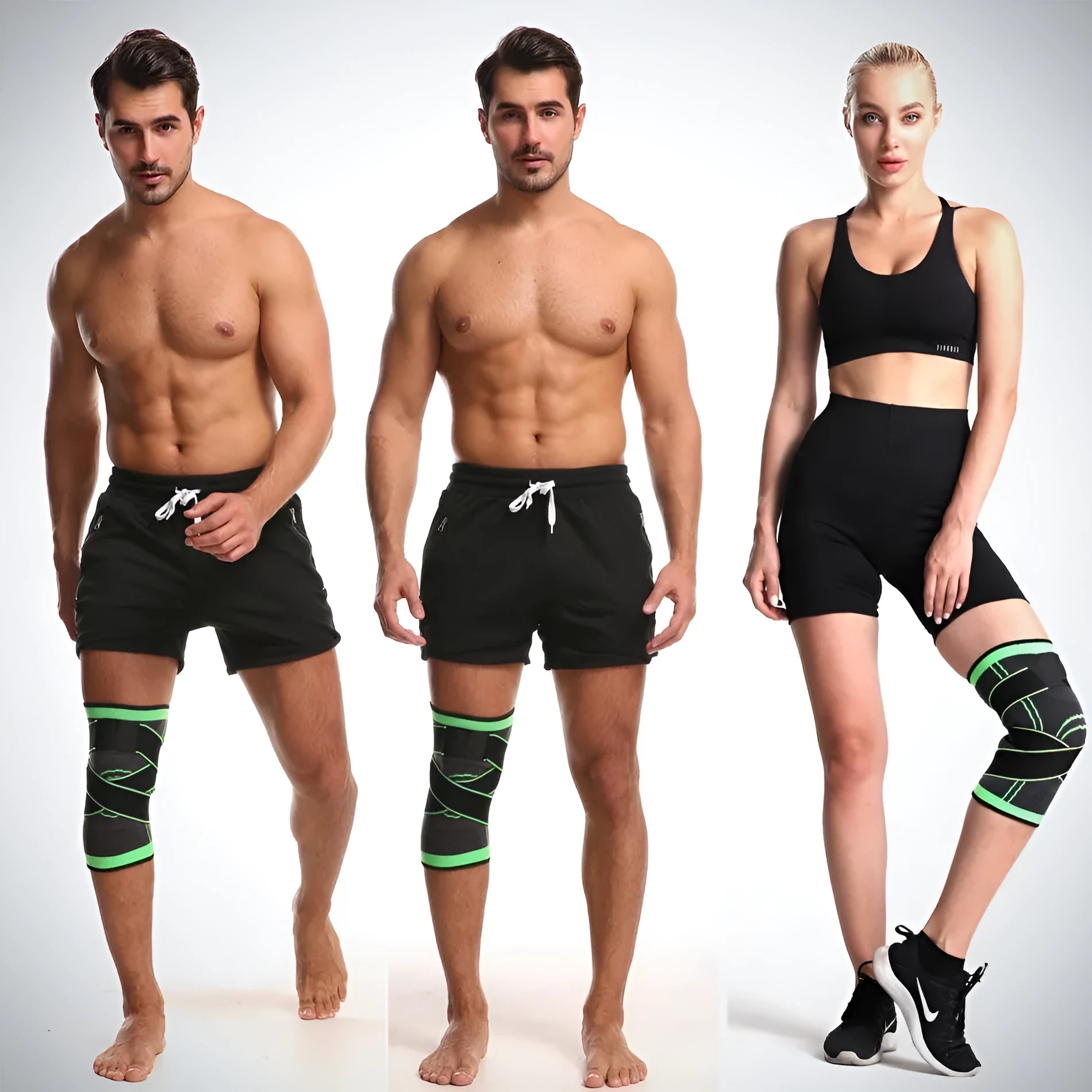 Non-slip knee pads for sports protection in multiple colours with sizing guide
