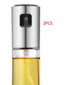 Gold push-type oil spray bottle with glass reservoir and ABS pump for BBQ and kitchen use