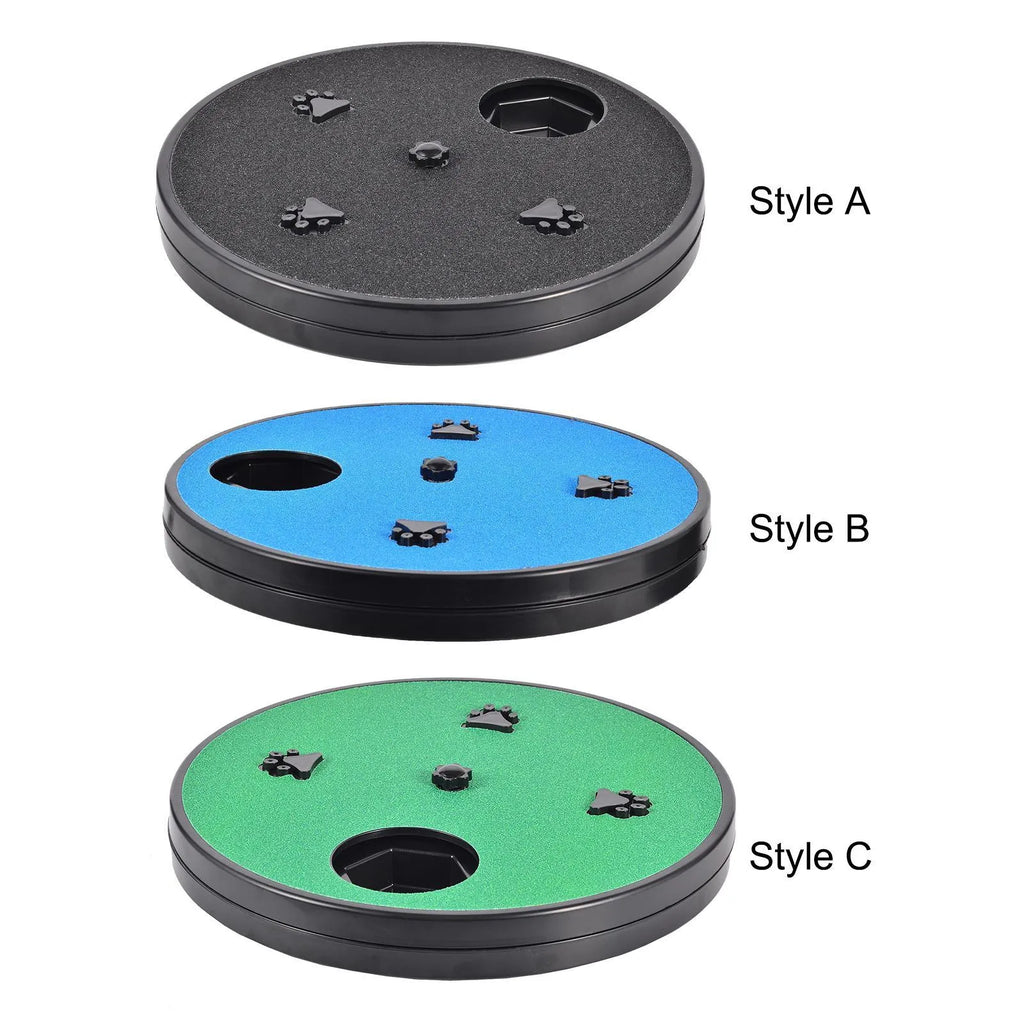 Square dog nail file scratch board with rotating slow feeder compartments and suction cup base