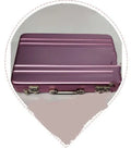 Slim red aluminium alloy metal card holder for credit cards and ID.