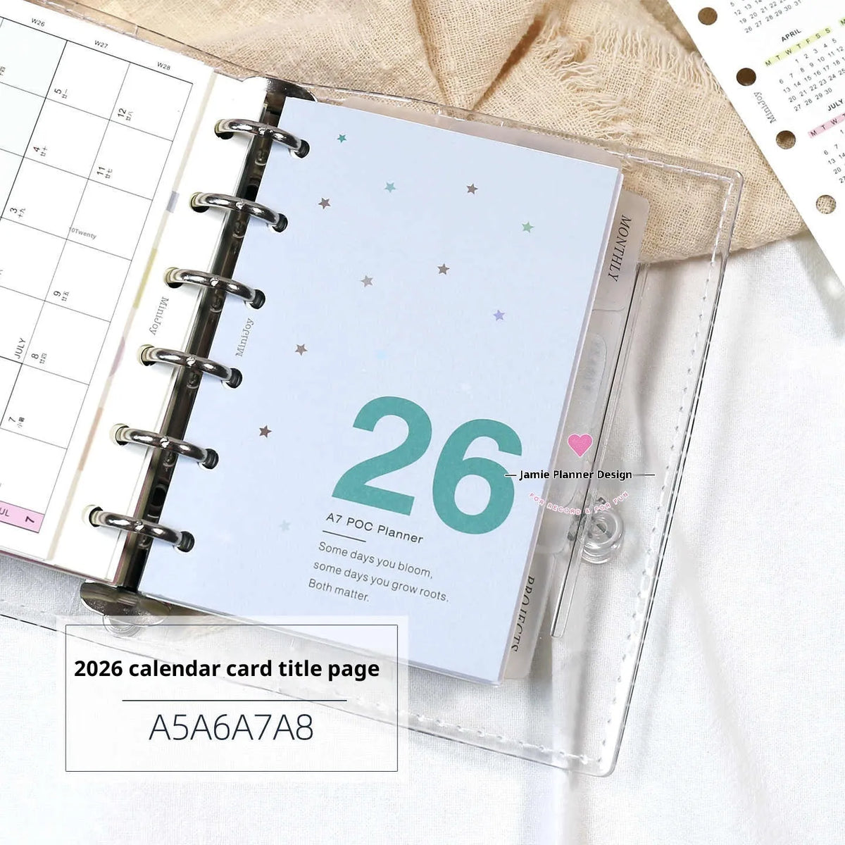 2026 monthly calendar card set with calendar fold in basic packaging, colour option 2026 Monthly Calendar Card