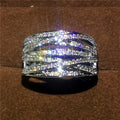 Women's geometric line ring white gold colour copper cubic zirconia size No 6