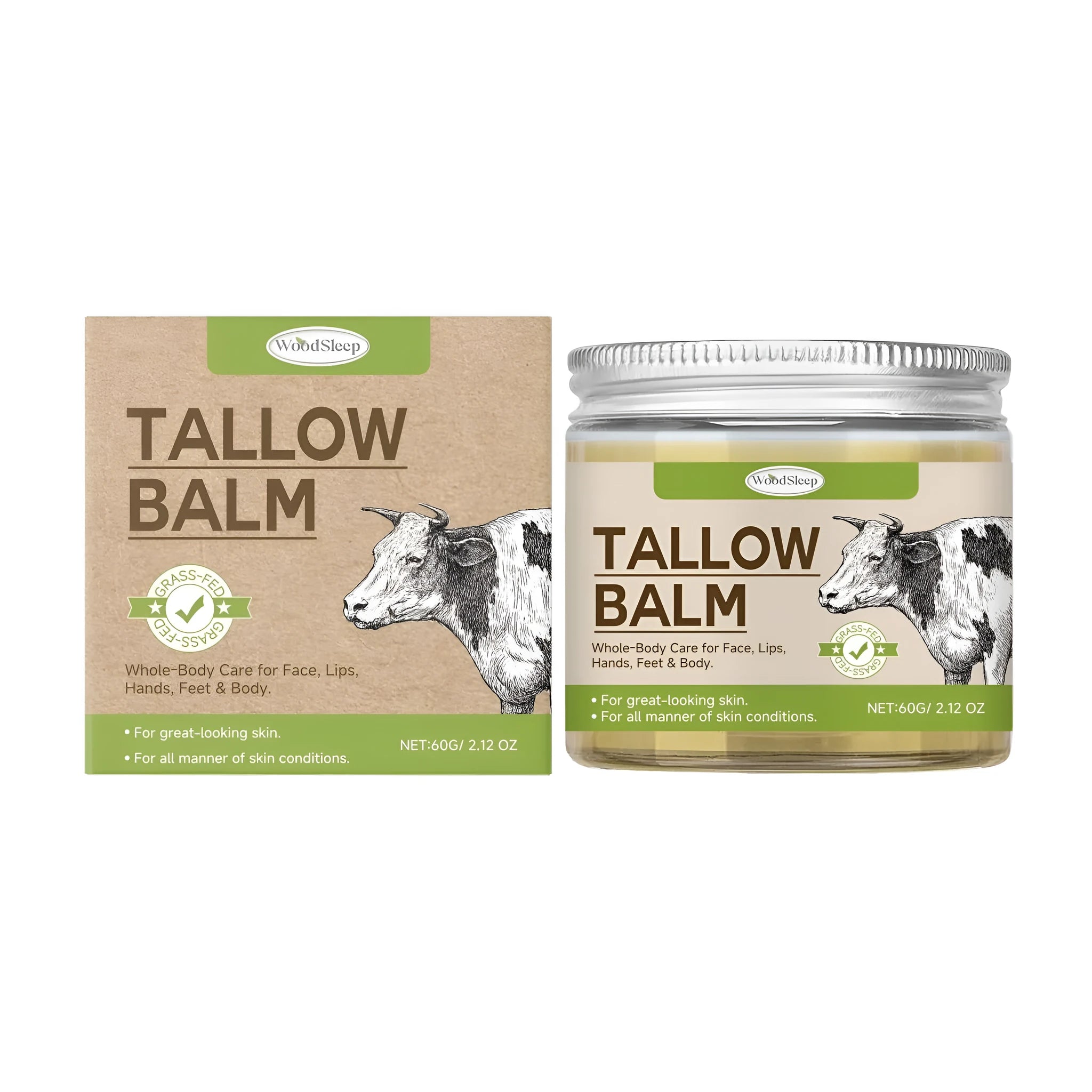 60g natural butter moisturising cream jar with tallow and honey ingredients