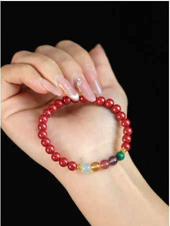 Handcrafted purple gold sand crystal couple bracelet with adjustable string in 4mm or 6mm bead sizes