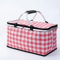 Foldable insulated picnic basket made from Oxford cloth in blue maple leaf colour for outdoor use
