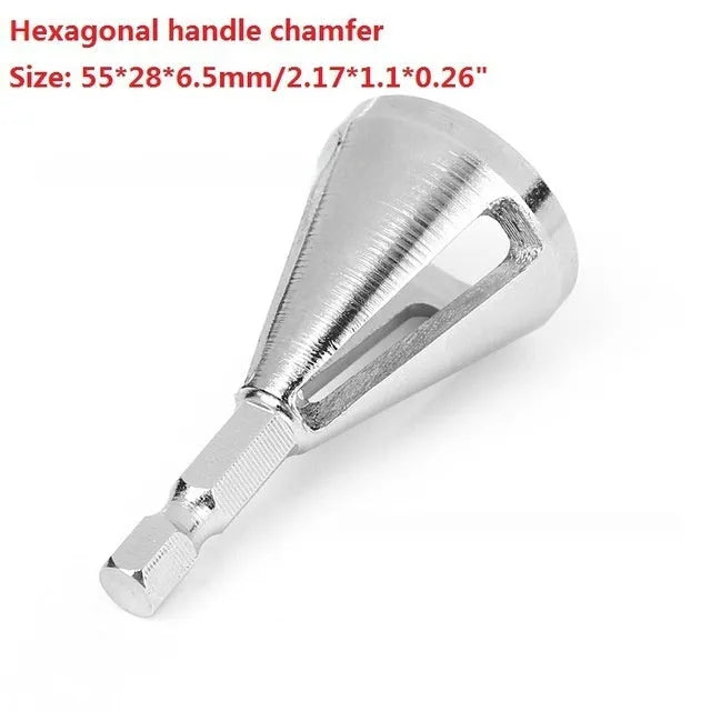 High-speed steel hexagonal three-groove deburring tool for drill bits in black finish