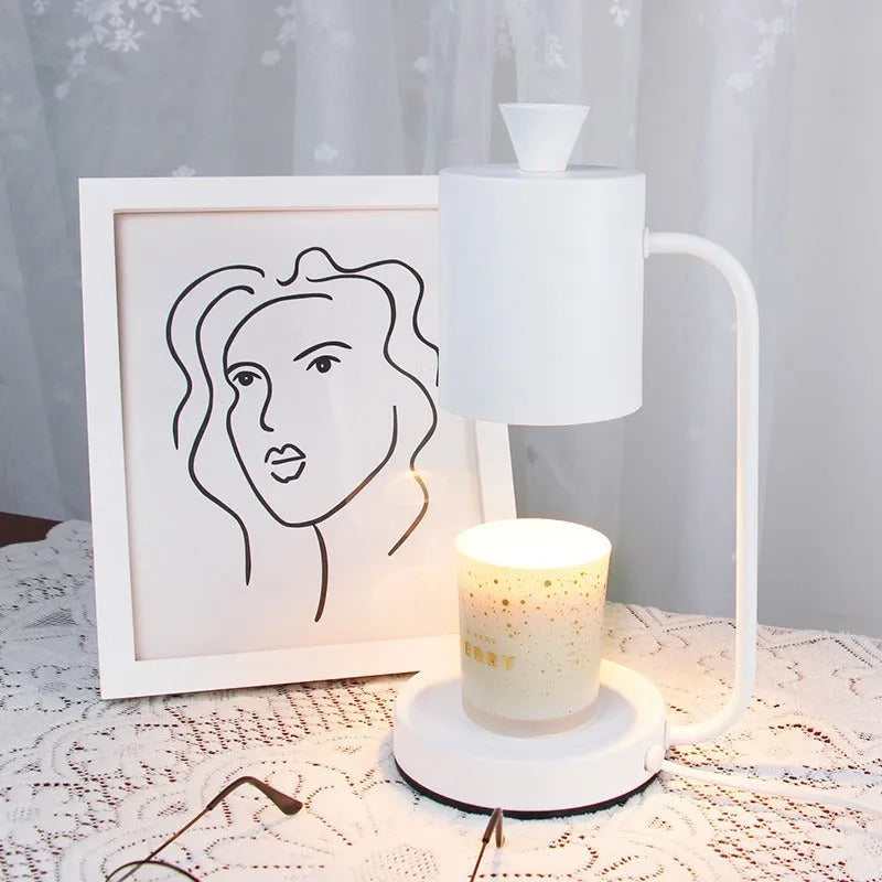 White European-style aromatherapy wax melting lamp with metal holder and dimmer switch