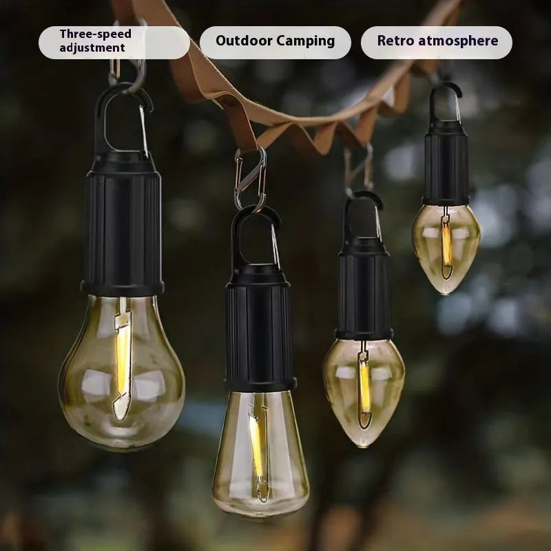 Five solar outdoor lantern bulbs with warm LED lighting and ABS plastic construction