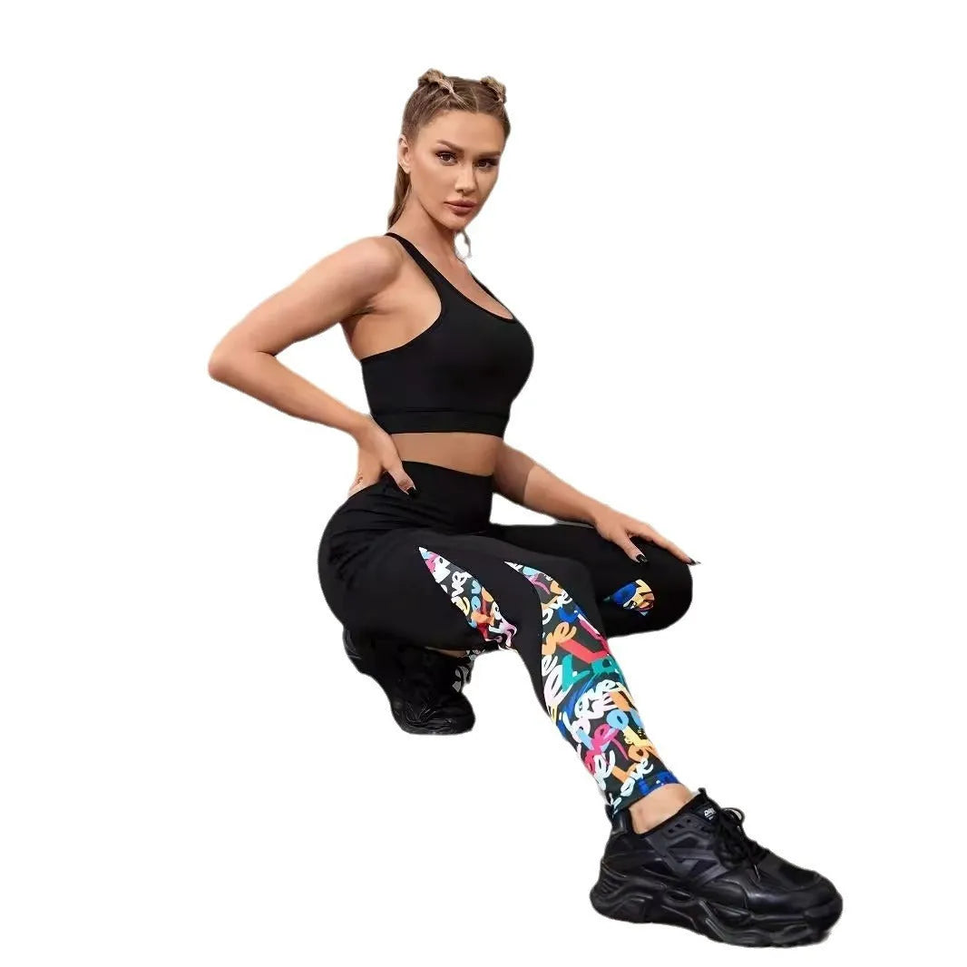 Women's high waist cropped yoga leggings with side pocket in leopard print style.