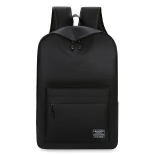 Black sports backpack with USB charging port showing curved shoulder straps and organisational compartments