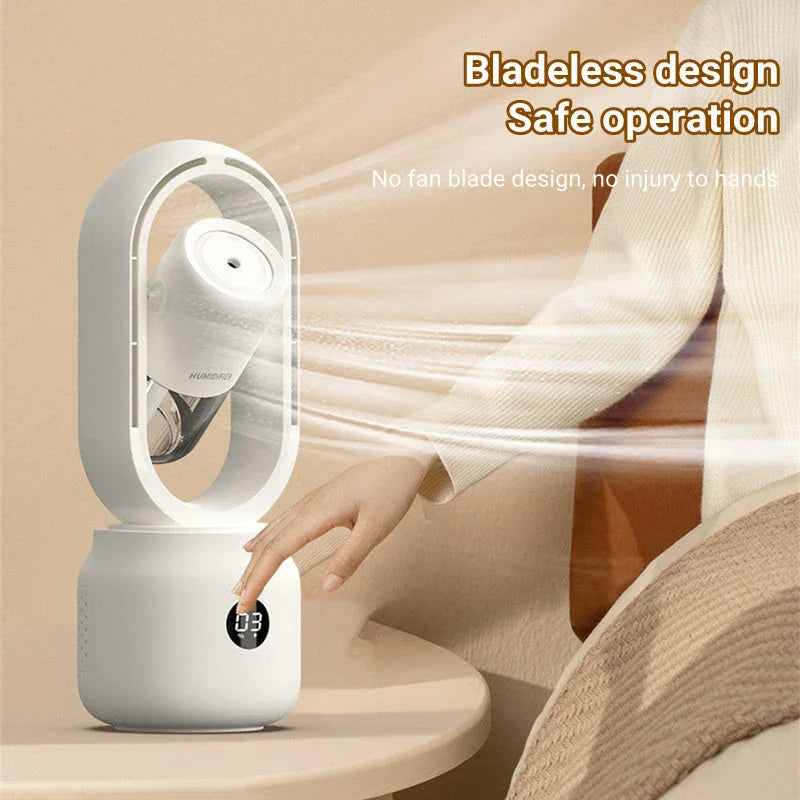 Innovative Bladeless Fan with Cooling Mist Humidifier - Powerful, Portable, and Refreshing Air Cooling Solution