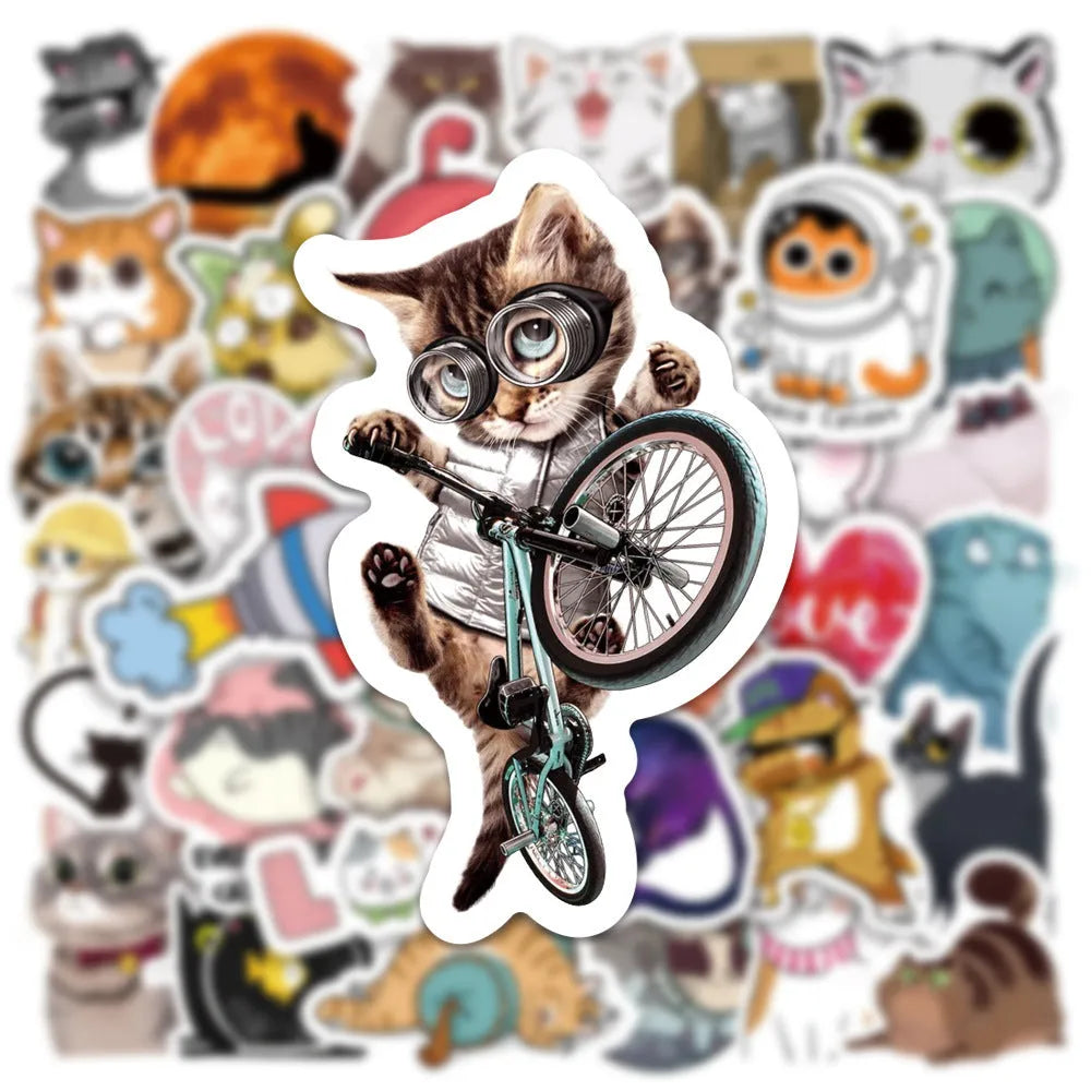 Pack of 50 waterproof PVC decorative stickers, each 4-7cm, for laptops and scooters