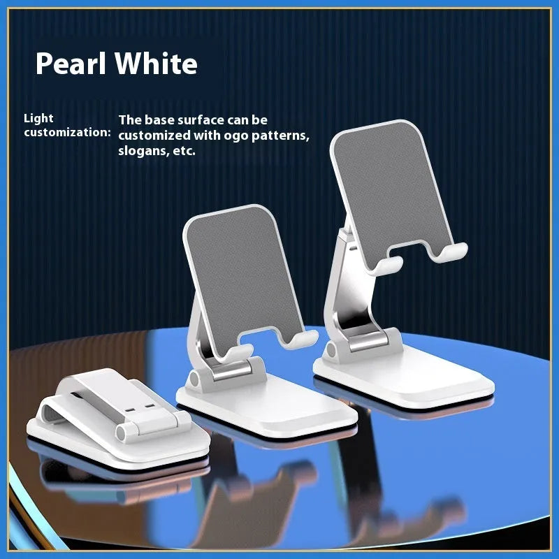 Universal folding aluminium phone desktop stand with weighted base in four colour options
