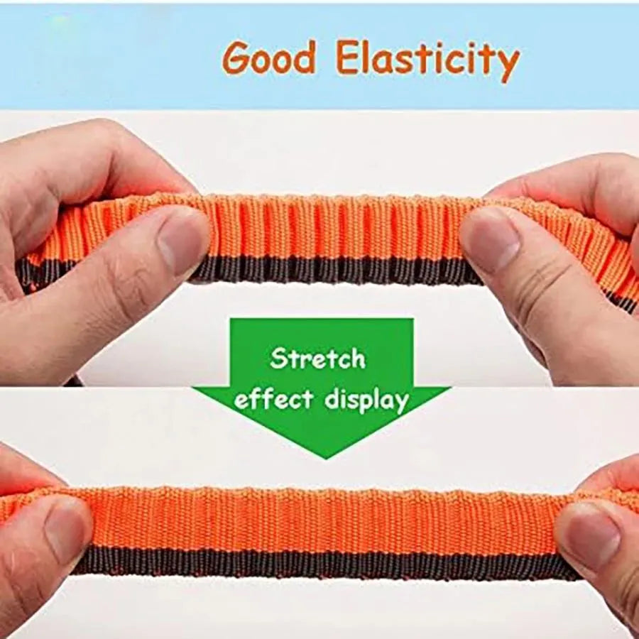 Green elastic dog training leash with metal clip for medium to large dogs