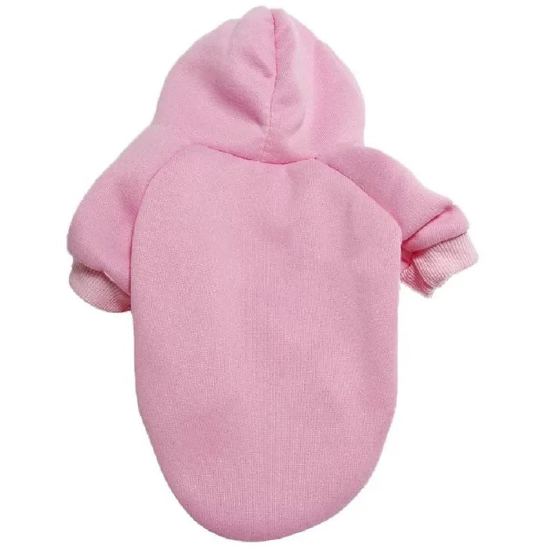 Solid colour polyester dog sweater in blue, black, red, gray or pink, sizes XS to 9XL, back length 16cm to 75cm.