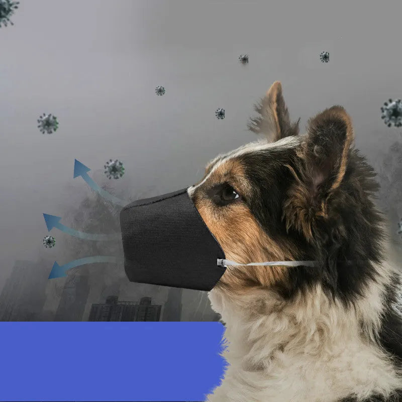 Cloth pet mouth cover for dogs in adjustable size with soft breathable fabric