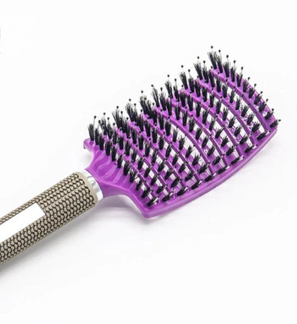 Detangling hairbrush with bristle and nylon teeth for effortless hair management and scalp massage