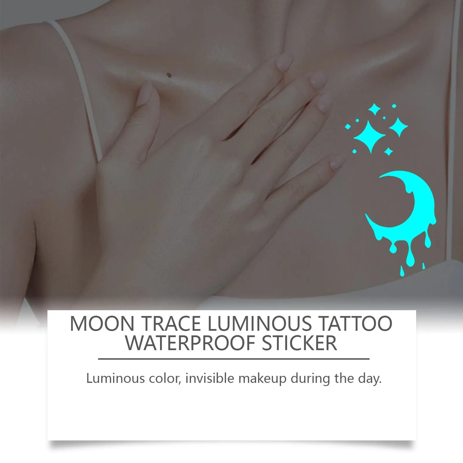 Luminous tattoo stickers set with two glow-in-the-dark designs and tattoo paste tube