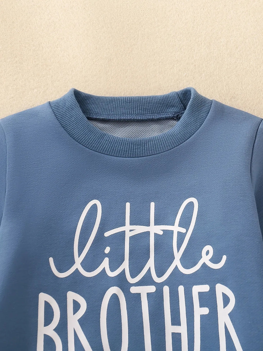 Boys and girls cotton letter sweater suit in navy blue with long sleeves and matching pants