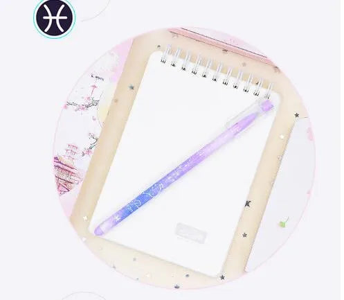 Box containing 12 colourful Constellation quick-drying gel pens for office and writing tasks.
