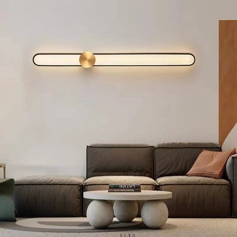 Round 60cm minimalist wall lamp with iron shade in black or gold frame finish