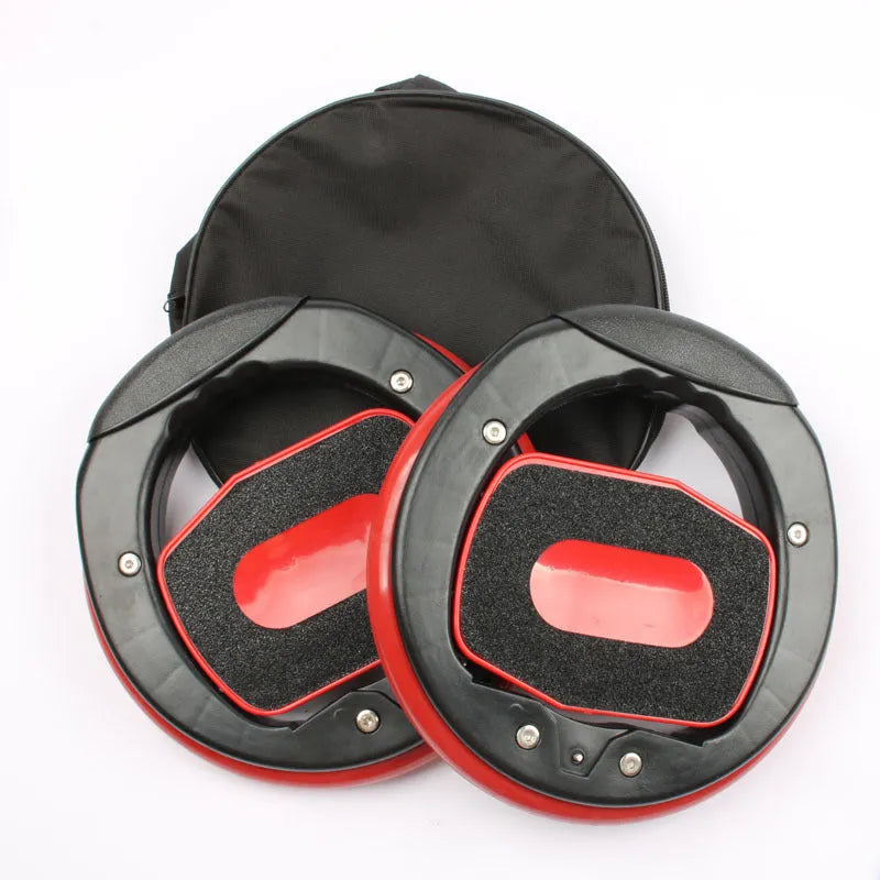 Black red plastic high speed drift skateboard with whirlwind wheels on pavement