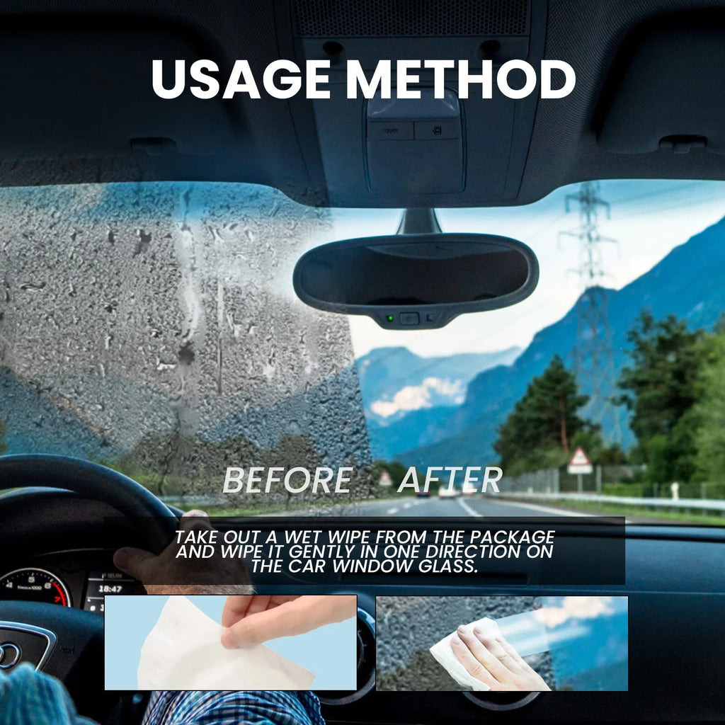 Pack of 40 car anti-fog rain wipes for windscreen cleaning and visibility.
