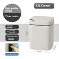 Square automatic sensor kitchen bin with open lid in milky white colour