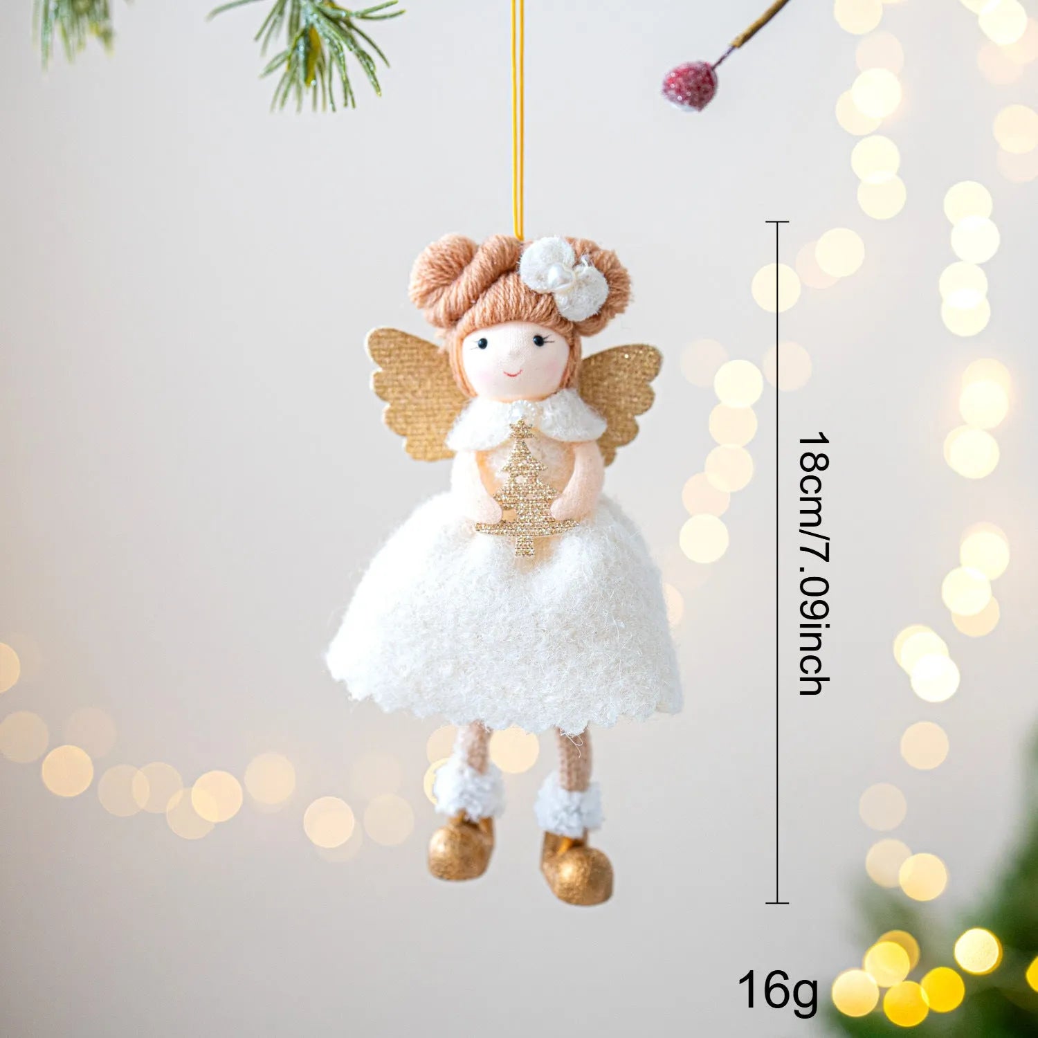 Christmas angel wings plush pendant in pink or white cloth with modern design