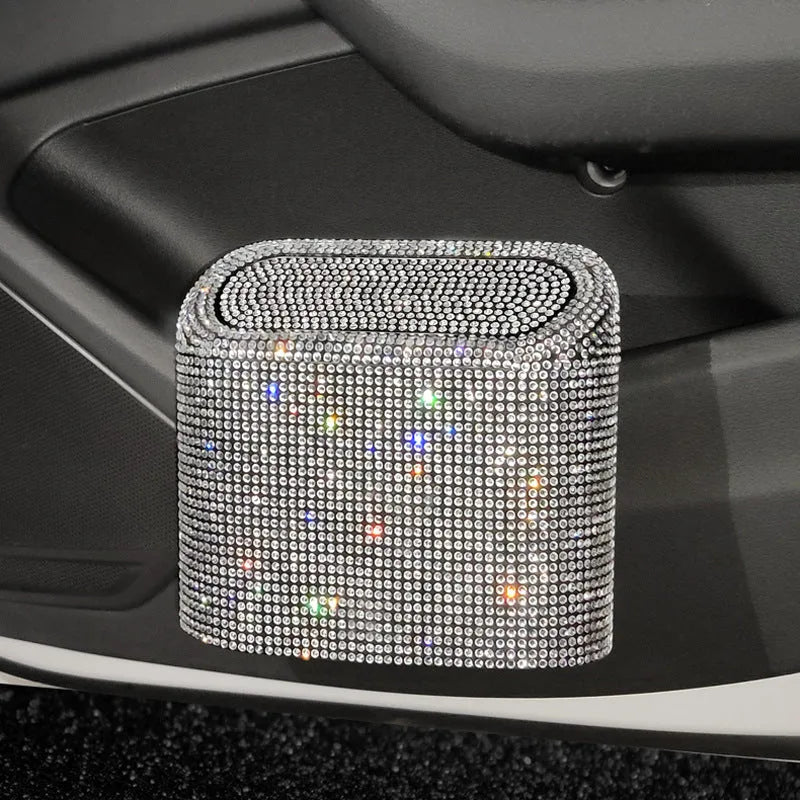 Plastic studded car trash can with diamond pattern, 16x14x6.4cm plug-in bin in black, blue, colourful, green, pink, red or white