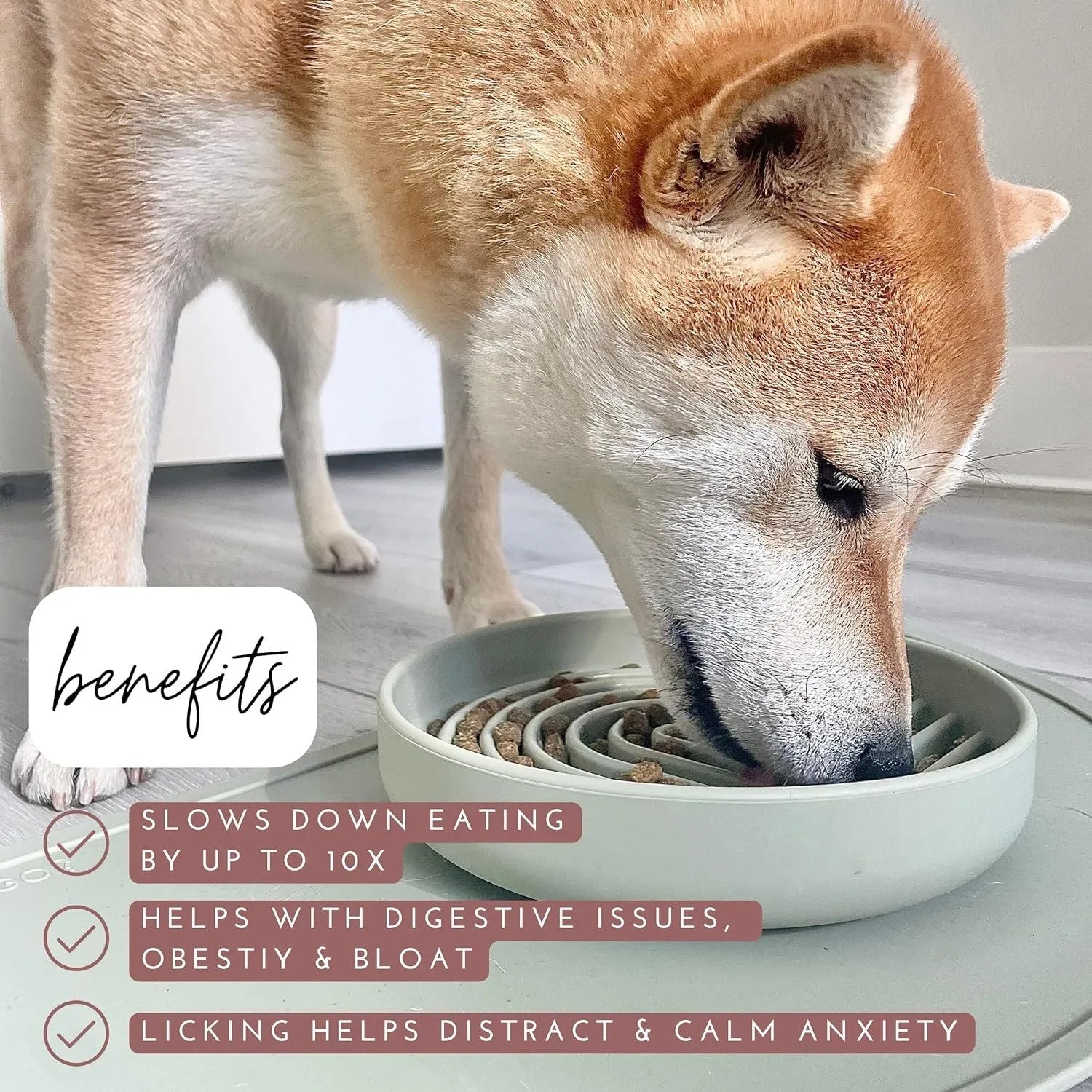 Slowdown Bowl silicone dog slow feeder with ridges in beige colour on white background