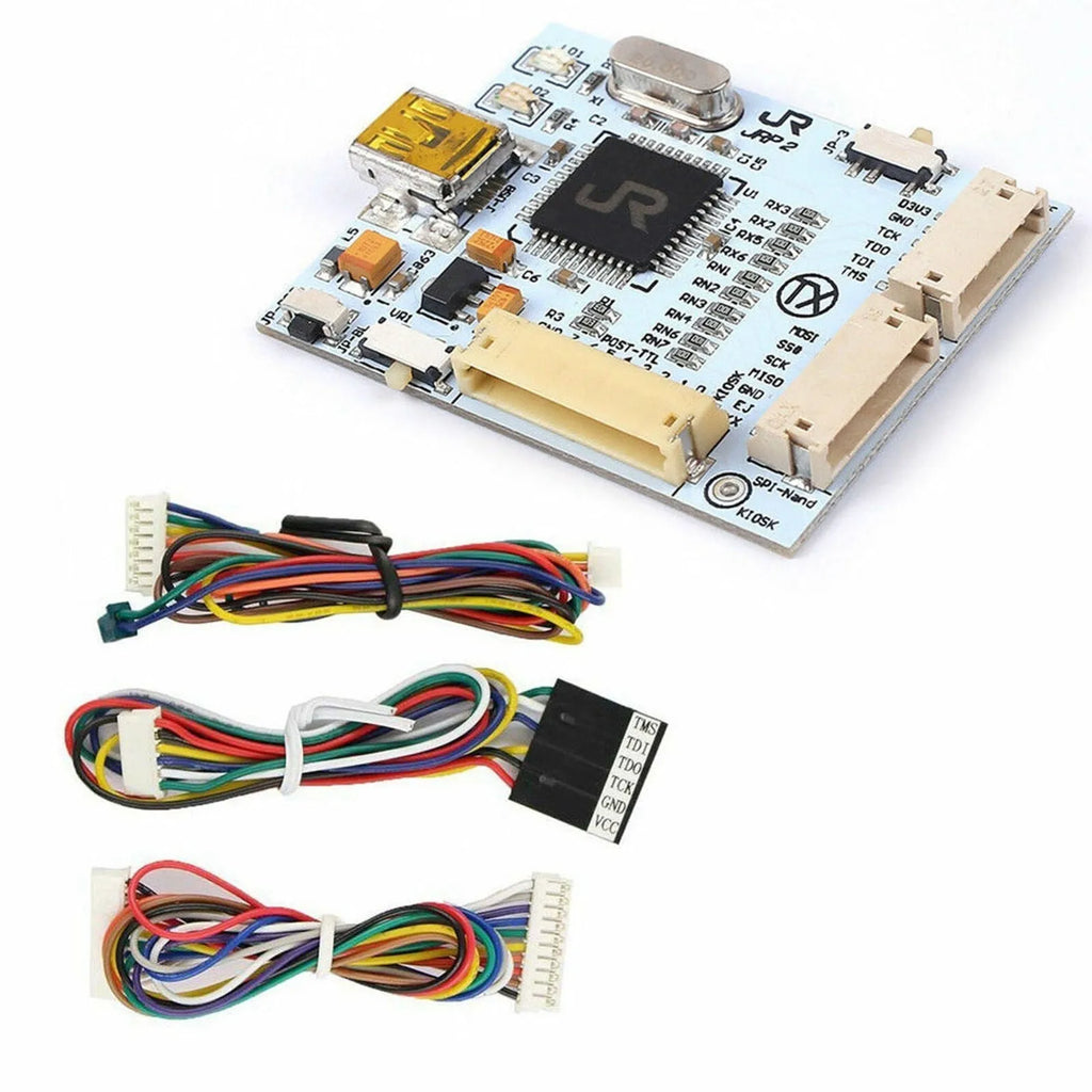TX J-R Programmer V2 light blue programming tool with cables for QSB V3, XILINX CR JTAG, and Sonus 360