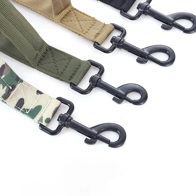 Tactical dog leash and matching collar in heavy-duty nylon with reflective stitching, available in four colour options for medium to large dogs