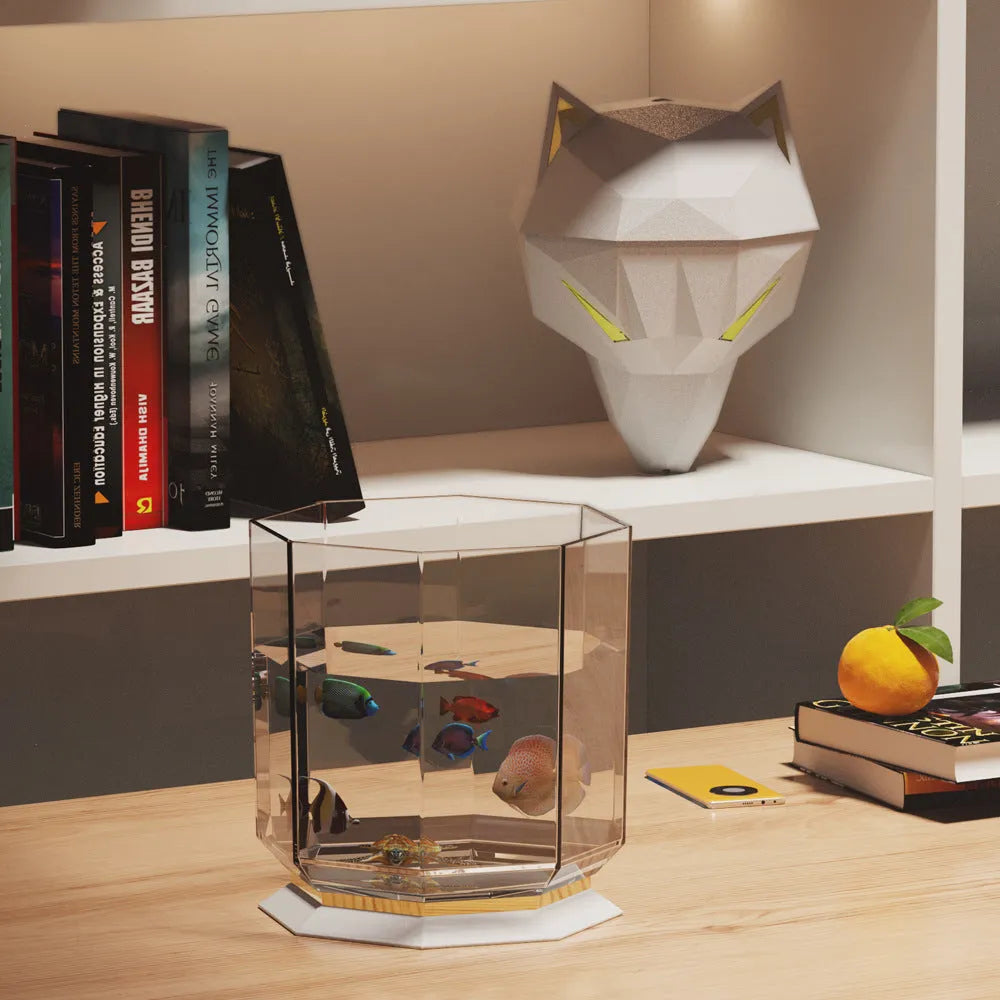 War Wolf black and white ultrasonic desktop humidifier with colourful LED lights on, showing mist outlet.