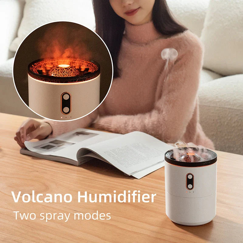 Volcanic Aroma Diffuser with Jellyfish Night Light - Compact, USB-Powered Aromatherapy Humidifier for Home and Office