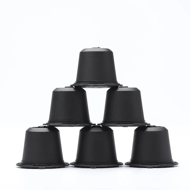 Recyclable plastic coffee filter cup in solid colour black for coffee shell capsules