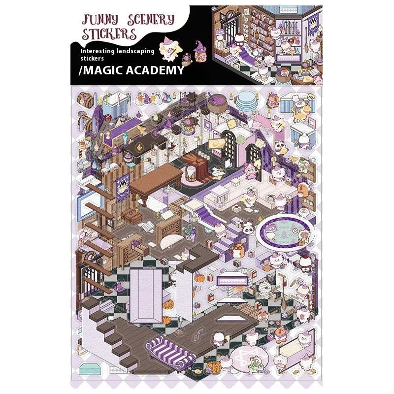 Oversized 3D landscape wall sticker in Sweetheart Room design showing a paper craft sticker with depth effect