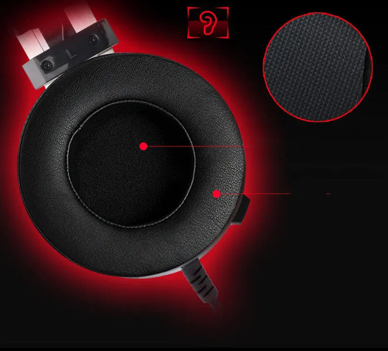 Black wired computer gaming headset with 3.5mm plug and 2 metre cable