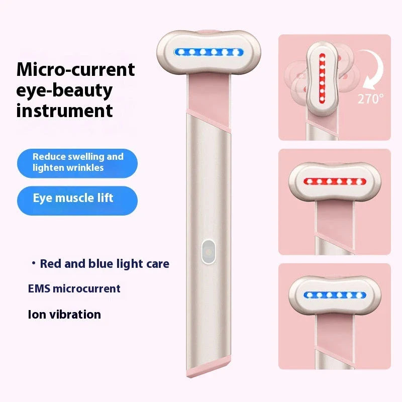 4-color LED eye massager with red, blue, and warm light therapy to rejuvenate skin and reduce puffiness